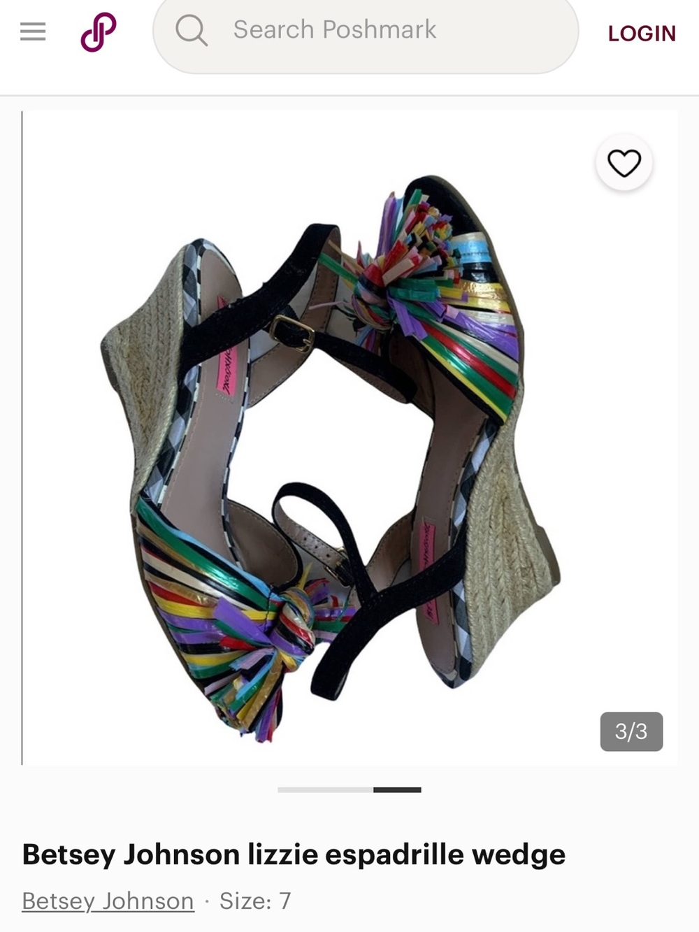 Betsey Johnson Rainbow Ribbon Espadrille Wedge Sandals